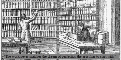 Drawing of a library from 1842