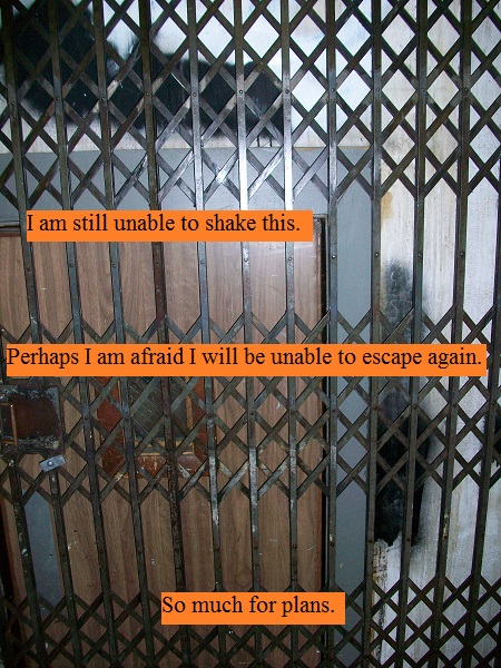 Inside a service elevator in an old building in Chicago