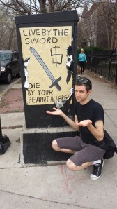 Sign in Wicker Park Chicago live by the sword die by your peanut allergies