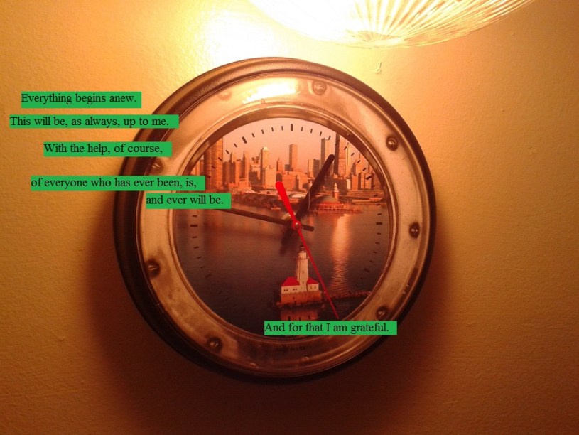 clock on the wall with the Chicago lighthouse