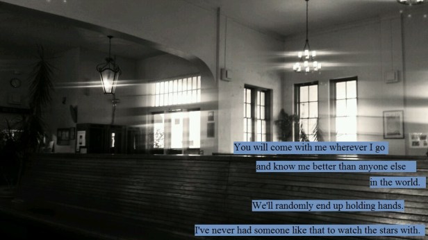 black and white train station