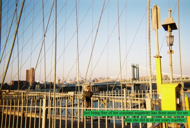 Sun setting on the brooklyn bridge