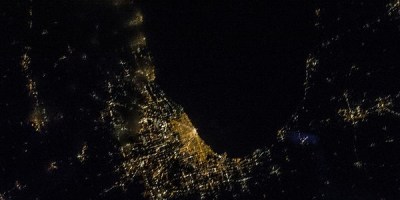 Chicago and Lake Michigan from space