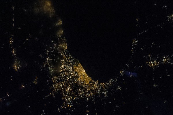 Chicago and Lake Michigan from space