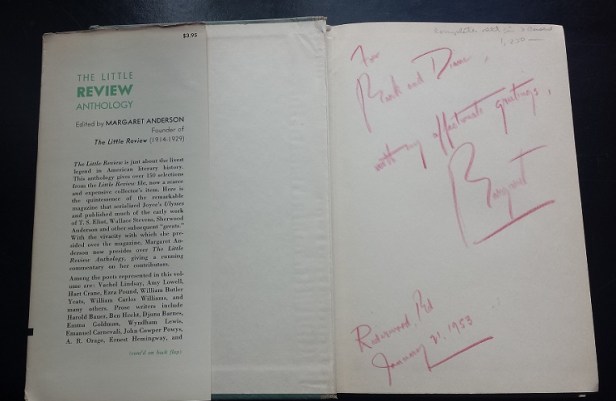 Margaret Anderson autograph in the Little Review Anthology